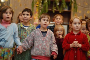 Orphans from Sonshine Orphanage about to receive the gift bags